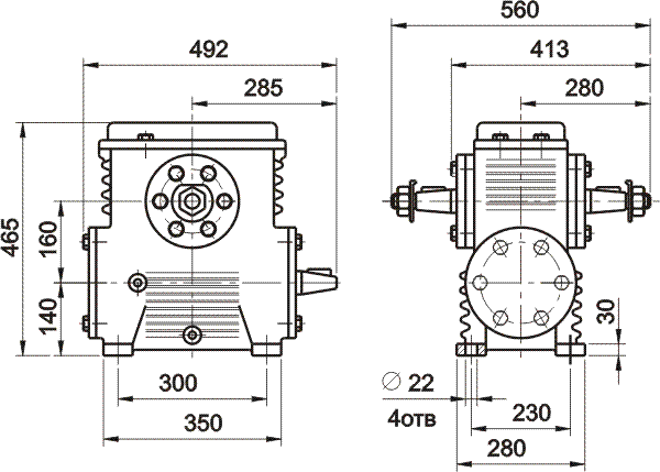 Исполнение редуктора с верхней крышкой.